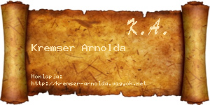 Kremser Arnolda névjegykártya